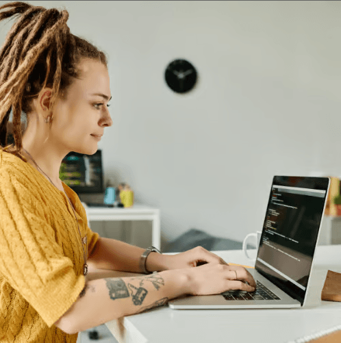 Person learning to code